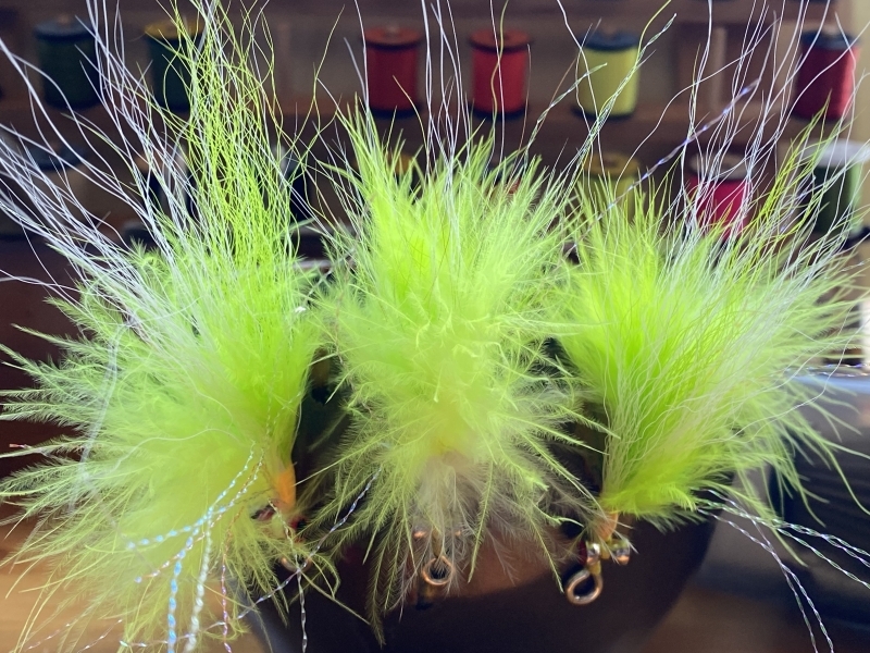 Chartreuse GroundFishing Flys w / Eyes 