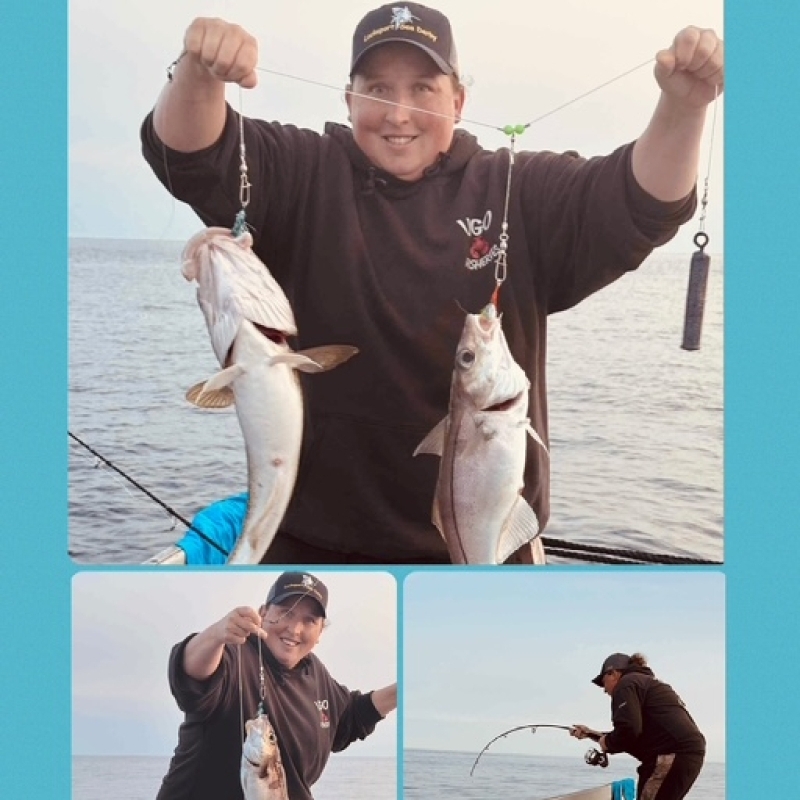 Tiffany having a Blast Reeling in Many Ground Fish during The 2025 Lockeport Sea Derby in August